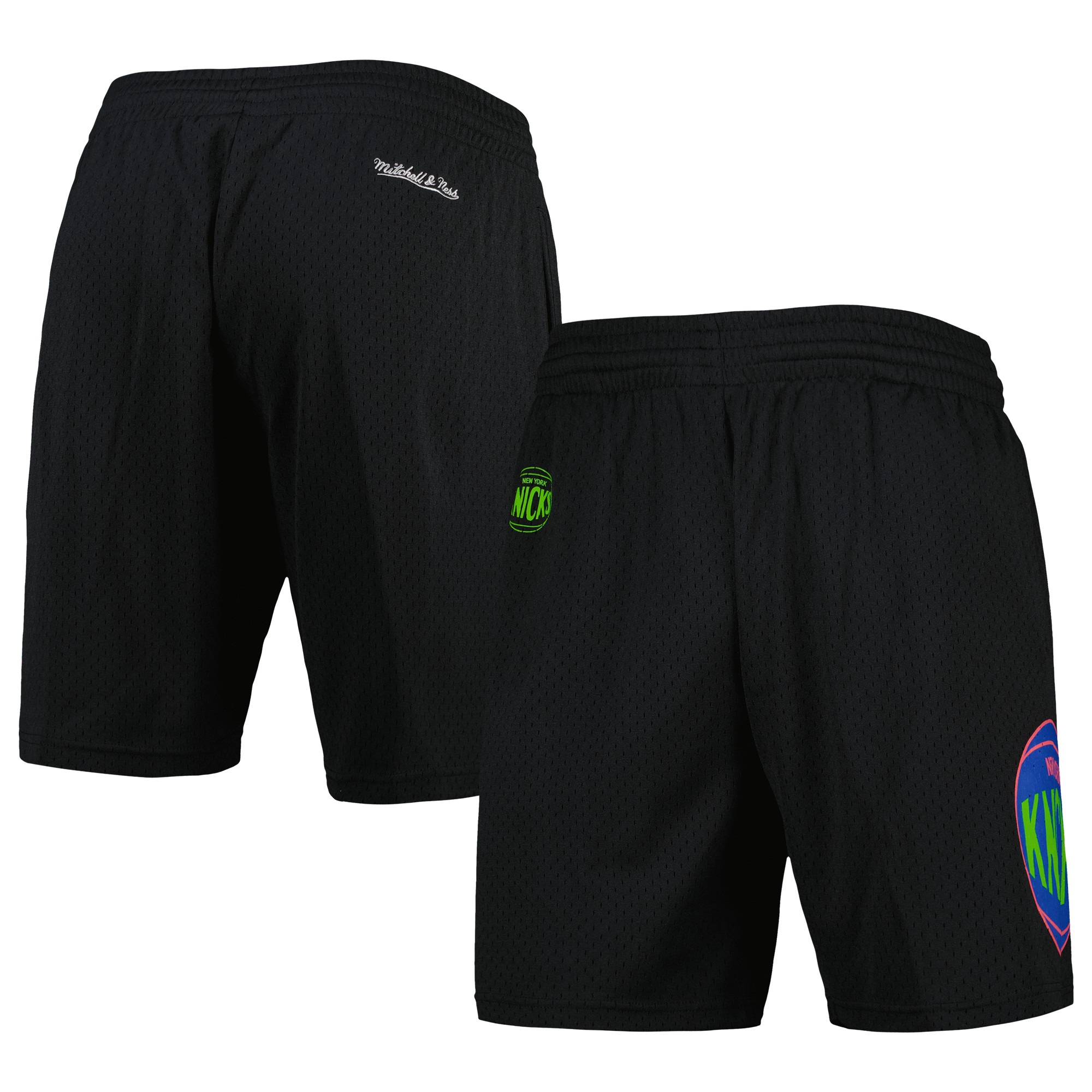 Men's Mitchell \u0026 Ness Black New York Knicks Hardwood Classics Color Bomb Energy Shorts